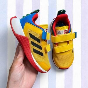 adidas Kids Yellow LEGO Velcro Athletic Sneakers with Red & Blue size 7.5